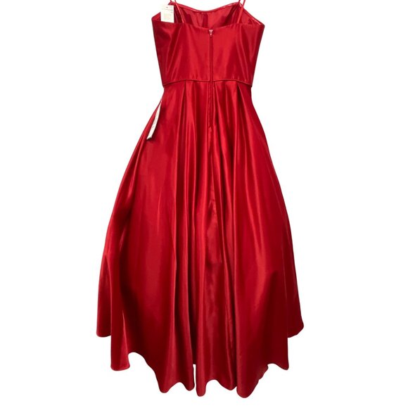 Betsy & Adam Strapless Red Satin Evening Gown Formal Maxi Dress Sz 6 - Picture 7 of 10